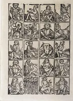 An illustration from M. Elucidarius Von allerhand Geschöpffen Gottes, den Engeln, den Himmeln, Gestirn, Planeten, vnd wie alle Creaturen geschaffen seind auff Erden : auch wie die Erdt in drey Theyl getheylet, vnnd dero Länder, sampt der Völcker darinn, Eigenschafften, vnd wunderbarlichen Thieren, auss Plinio Secundo, Solino, und andern Weltbeschreibern, ein kurtze vnd lustige Anzeigung : mit angehencktem Bauren Compassz, vor die jhenigen gestellt, so sich auff den Compassz nicht verstehen, oder denselben nicht allzeit bey sich haben, die Stundt dess Tages in der Handt durch den Strohalmen zu lehrnen (1584)
