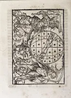 An illustration from M. Elucidarius Von allerhand Geschöpffen Gottes, den Engeln, den Himmeln, Gestirn, Planeten, vnd wie alle Creaturen geschaffen seind auff Erden : auch wie die Erdt in drey Theyl getheylet, vnnd dero Länder, sampt der Völcker darinn, Eigenschafften, vnd wunderbarlichen Thieren, auss Plinio Secundo, Solino, und andern Weltbeschreibern, ein kurtze vnd lustige Anzeigung : mit angehencktem Bauren Compassz, vor die jhenigen gestellt, so sich auff den Compassz nicht verstehen, oder denselben nicht allzeit bey sich haben, die Stundt dess Tages in der Handt durch den Strohalmen zu lehrnen (1584)
