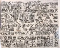 An illustration from Memoriale juris civilis Romani : quo tituli omnes et praecipuae leges, quae in quinquaginta digestorum, seu pandectarum libris sunt, emblematibus & imaginibus ita efficta exhibentur, ut, unà cum titulorum materiis, eorum etiam numeri memoriae imprimi, contineri ac reddi : quin etiam leges illae praecipuae ad suos referri titulos facili negotio queant, ad minuendos in studio juris labores (1673)