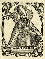 An illustration from Memorie della vita, miracoli, e cvlto di San Gianvario martire, vescouo di Beneuento, e principal protettore della città di Napoli (1681)
