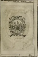 An illustration from Memorie, imprese, e ritratti de' signori Accademici Gelati de Bologna (1672)