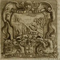 An illustration from Memorie, imprese, e ritratti de' signori Accademici Gelati de Bologna (1672)