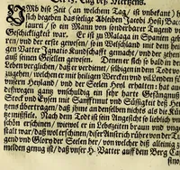 An illustration from Menologium Societatis Jesu oder Lobsame Gedächtnuss deren Patrum vnd Fratrum, so die Societät Jesu mit heiligem Leben, oder glorwürdigem Todt erleuchtet haben (1669)