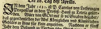 An illustration from Menologium Societatis Jesu oder Lobsame Gedächtnuss deren Patrum vnd Fratrum, so die Societät Jesu mit heiligem Leben, oder glorwürdigem Todt erleuchtet haben (1669)