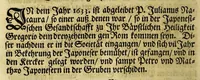 An illustration from Menologium Societatis Jesu oder Lobsame Gedächtnuss deren Patrum vnd Fratrum, so die Societät Jesu mit heiligem Leben, oder glorwürdigem Todt erleuchtet haben (1669)