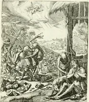 An illustration from Die menschliche Sterblichkeit unter dem Titel Todten-Tanz, in LXI. Original-Kupfern (1759)