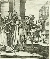 An illustration from Die menschliche Sterblichkeit unter dem Titel Todten-Tanz, in LXI. Original-Kupfern (1759)