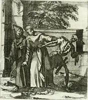 An illustration from Die menschliche Sterblichkeit unter dem Titel Todten-Tanz, in LXI. Original-Kupfern (1759)