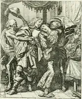 An illustration from Die menschliche Sterblichkeit unter dem Titel Todten-Tanz, in LXI. Original-Kupfern (1759)