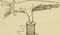 An illustration from Mental development and manual training combined, taking up the one stitch dropped in sewing by drills to sound-singing (1899)