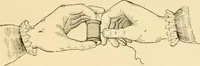 An illustration from Mental development and manual training combined, taking up the one stitch dropped in sewing by drills to sound-singing (1899)