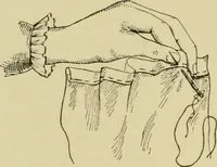 An illustration from Mental development and manual training combined, taking up the one stitch dropped in sewing by drills to sound-singing (1899)