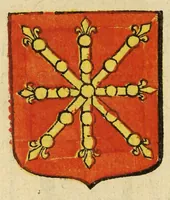 An illustration from Mercure armorial : enseignant les principes & elemens du blazon des armoires, selon l'ordre & les termes qui se practiquent en cette science : enrichy & augmente d'un grand nombre de figures enluminees de couleurs propres pour l'intelligence du livre : ouure curieux & necessaire pour introduire la noblesse dans la cognoissance des armes (1652)