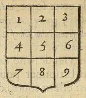 An illustration from Mercure armorial : enseignant les principes & elemens du blazon des armoires, selon l'ordre & les termes qui se practiquent en cette science : enrichy & augmente d'un grand nombre de figures enluminees de couleurs propres pour l'intelligence du livre : ouure curieux & necessaire pour introduire la noblesse dans la cognoissance des armes (1652)
