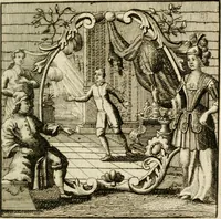An illustration from Mercurialis, of, Winter-groen : dat is, Aangename en vermaakelyke geschiedenissen en gedichten, waarin verscheide zedelyke leerstukken. En een zeer ryke voorraad van Bybelsche concepten gevonden worden, voor alle bedroefde en vrolyke gemoederen, leeraars, predikers, en geestelyke persoonen; als mede voor alle byzondere leezers tot een voordeelig tydverdryf, namelyk, om vrolyk te leven en blymoedig te sterven (1763)