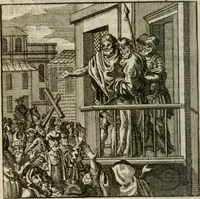 An illustration from Mercurialis, of, Winter-groen : dat is, Aangename en vermaakelyke geschiedenissen en gedichten, waarin verscheide zedelyke leerstukken. En een zeer ryke voorraad van Bybelsche concepten gevonden worden, voor alle bedroefde en vrolyke gemoederen, leeraars, predikers, en geestelyke persoonen; als mede voor alle byzondere leezers tot een voordeelig tydverdryf, namelyk, om vrolyk te leven en blymoedig te sterven (1763)