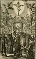 An illustration from Mercurialis, of, Winter-groen : dat is, Aangename en vermaakelyke geschiedenissen en gedichten, waarin verscheide zedelyke leerstukken. En een zeer ryke voorraad van Bybelsche concepten gevonden worden, voor alle bedroefde en vrolyke gemoederen, leeraars, predikers, en geestelyke persoonen; als mede voor alle byzondere leezers tot een voordeelig tydverdryf, namelyk, om vrolyk te leven en blymoedig te sterven (1763)