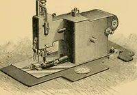 An illustration from The Merrow system of crocheting machinery and methods for finishing the edges of fabrics (1889)