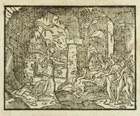 Picture 11 of 35 from Metamorphoses Ovidii : argvmentis quidem soluta oratione, enarrationibus autem & allegoriis elegiaco versu accuratissimè expositae, summaq[ue] diligentia ac studio illustratae (1583), leaf 121