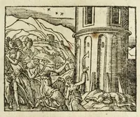 An illustration from Metamorphoses Ovidii : argvmentis quidem soluta oratione, enarrationibus autem & allegoriis elegiaco versu accuratissimè expositae, summaq[ue] diligentia ac studio illustratae (1583)