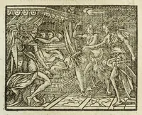 An illustration from Metamorphoses Ovidii : argvmentis quidem soluta oratione, enarrationibus autem & allegoriis elegiaco versu accuratissimè expositae, summaq[ue] diligentia ac studio illustratae (1583)