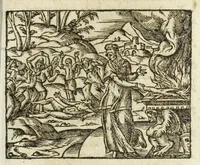 An illustration from Metamorphoses Ovidii : argvmentis quidem soluta oratione, enarrationibus autem & allegoriis elegiaco versu accuratissimè expositae, summaq[ue] diligentia ac studio illustratae (1583)