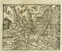Picture 24 of 35 from Metamorphoses Ovidii : argvmentis quidem soluta oratione, enarrationibus autem & allegoriis elegiaco versu accuratissimè expositae, summaq[ue] diligentia ac studio illustratae (1583), leaf 255