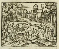 An illustration from Metamorphoses Ovidii : argvmentis quidem soluta oratione, enarrationibus autem & allegoriis elegiaco versu accuratissimè expositae, summaq[ue] diligentia ac studio illustratae (1583)