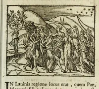 Picture 33 of 35 from Metamorphoses Ovidii : argvmentis quidem soluta oratione, enarrationibus autem & allegoriis elegiaco versu accuratissimè expositae, summaq[ue] diligentia ac studio illustratae (1583), leaf 355