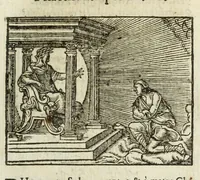 An illustration from Metamorphoses Ovidii : argvmentis quidem soluta oratione, enarrationibus autem & allegoriis elegiaco versu accuratissimè expositae, summaq[ue] diligentia ac studio illustratae (1583)