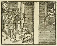 An illustration from Metamorphoses Ovidii : argvmentis quidem soluta oratione, enarrationibus autem & allegoriis elegiaco versu accuratissimè expositae, summaq[ue] diligentia ac studio illustratae (1583)