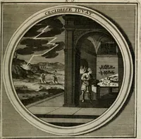 Picture 21 of 90 from Meteorologia philosophico-politica : in duodecim dissertationes per quæstiones meteorologicas et conclusiones politicas divisa, appositisque symbolis illustrata ... (1709), leaf 54