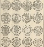 An illustration from Metropolitan coin book, containing accurate engravings of the various gold, silver and other coins now in circulation throughout the world; (1865)