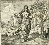 An illustration from Michaelis Majeri ... Secretioris naturae secretorum scrutinium chymicum : per oculis et intellectui accuratè accommodata, figuris cupro appositissimè incisa, ingeniosissima emblemata, hisque confines, & ad rem egregiè facientes sententias, doctissimaque item epigrammata, illustratum .. (1687)