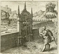 An illustration from Michaelis Majeri ... Secretioris naturae secretorum scrutinium chymicum : per oculis et intellectui accuratè accommodata, figuris cupro appositissimè incisa, ingeniosissima emblemata, hisque confines, & ad rem egregiè facientes sententias, doctissimaque item epigrammata, illustratum .. (1687)