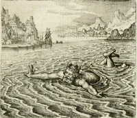 An illustration from Michaelis Majeri ... Secretioris naturae secretorum scrutinium chymicum : per oculis et intellectui accuratè accommodata, figuris cupro appositissimè incisa, ingeniosissima emblemata, hisque confines, & ad rem egregiè facientes sententias, doctissimaque item epigrammata, illustratum .. (1687)