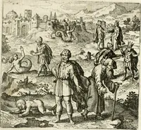 An illustration from Michaelis Majeri ... Secretioris naturae secretorum scrutinium chymicum : per oculis et intellectui accuratè accommodata, figuris cupro appositissimè incisa, ingeniosissima emblemata, hisque confines, & ad rem egregiè facientes sententias, doctissimaque item epigrammata, illustratum .. (1687)