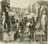 Picture 46 of 60 from Michaelis Majeri ... Secretioris naturae secretorum scrutinium chymicum : per oculis et intellectui accuratè accommodata, figuris cupro appositissimè incisa, ingeniosissima emblemata, hisque confines, & ad rem egregiè facientes sententias, doctissimaque item epigrammata, illustratum .. (1687), leaf 143
