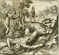 An illustration from Michaelis Majeri ... Secretioris naturae secretorum scrutinium chymicum : per oculis et intellectui accuratè accommodata, figuris cupro appositissimè incisa, ingeniosissima emblemata, hisque confines, & ad rem egregiè facientes sententias, doctissimaque item epigrammata, illustratum .. (1687)