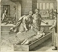 An illustration from Michaelis Majeri ... Secretioris naturae secretorum scrutinium chymicum : per oculis et intellectui accuratè accommodata, figuris cupro appositissimè incisa, ingeniosissima emblemata, hisque confines, & ad rem egregiè facientes sententias, doctissimaque item epigrammata, illustratum .. (1687)