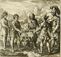 An illustration from Michaelis Majeri ... Secretioris naturae secretorum scrutinium chymicum : per oculis et intellectui accuratè accommodata, figuris cupro appositissimè incisa, ingeniosissima emblemata, hisque confines, & ad rem egregiè facientes sententias, doctissimaque item epigrammata, illustratum .. (1687)
