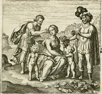 An illustration from Michaelis Majeri ... Secretioris naturae secretorum scrutinium chymicum : per oculis et intellectui accuratè accommodata, figuris cupro appositissimè incisa, ingeniosissima emblemata, hisque confines, & ad rem egregiè facientes sententias, doctissimaque item epigrammata, illustratum .. (1687)