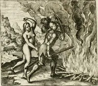 An illustration from Michaelis Majeri ... Secretioris naturae secretorum scrutinium chymicum : per oculis et intellectui accuratè accommodata, figuris cupro appositissimè incisa, ingeniosissima emblemata, hisque confines, & ad rem egregiè facientes sententias, doctissimaque item epigrammata, illustratum .. (1687)