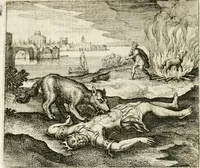 An illustration from Michaelis Majeri ... Secretioris naturae secretorum scrutinium chymicum : per oculis et intellectui accuratè accommodata, figuris cupro appositissimè incisa, ingeniosissima emblemata, hisque confines, & ad rem egregiè facientes sententias, doctissimaque item epigrammata, illustratum .. (1687)