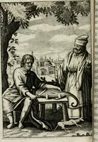 An illustration from Michaelis Majeri Viatorivm, hoc est, De montibvs planetarvm septem seu metallorum : tractatvs tam utilis, quàm perspicuus, quo, ut indice mercuriali in trivijs, vel Ariadnêo filo in labyrintho, seu cynosurâ in oceano chymicorum errorum immenso, quilibet rationalis, veritatis amans, ad illum, qui in montibus sese abdidit De Rubea-petra Alexicacum, omnibus medicis desideratum, investigandum, uti poterit (1651)