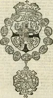 An illustration from Militarium ordinum origines, statuta, symbola, et insignia, iconibus, additis genuinis : hac editione multorum ordinum, & quoquot extitere, accessione locupletata, serie[que] temporum distributa (1623)