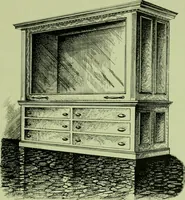 An illustration from Millwork catalogue : makers of the original patent dowelled doors, sash, blinds, fine interior finish, store and office fixtures, bank counters, dealers in lumber, etc (1904)
