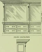 An illustration from Millwork catalogue : makers of the original patent dowelled doors, sash, blinds, fine interior finish, store and office fixtures, bank counters, dealers in lumber, etc (1904)
