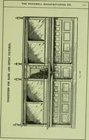 An illustration from Millwork catalogue : makers of the original patent dowelled doors, sash, blinds, fine interior finish, store and office fixtures, bank counters, dealers in lumber, etc (1904)