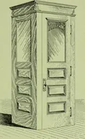 An illustration from Millwork catalogue : makers of the original patent dowelled doors, sash, blinds, fine interior finish, store and office fixtures, bank counters, dealers in lumber, etc (1904)